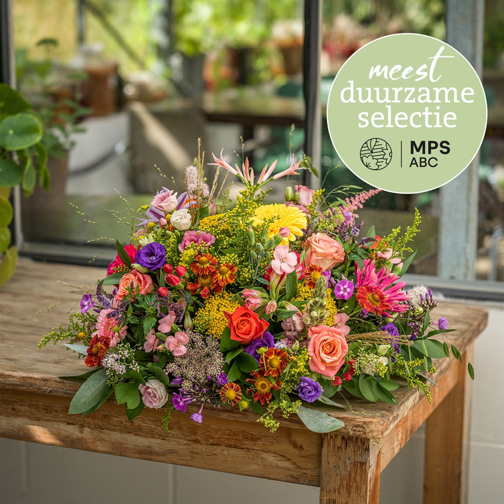 Groen Gekeurd kleurrijk rouwstuk